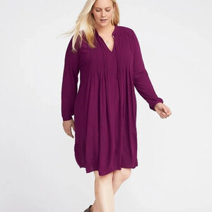 Old Navy Red Burgundy Pintuck Swing Dress‎ Size Medium NWOT